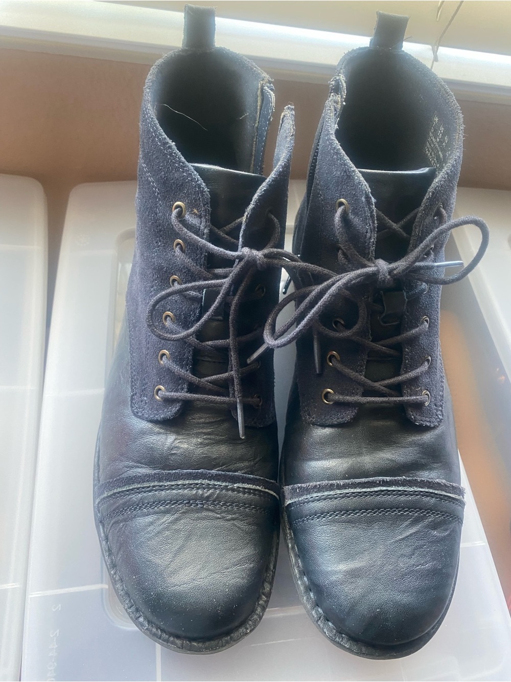 Clarks Navy Blue Leather and Suede Lace-Up  Boots